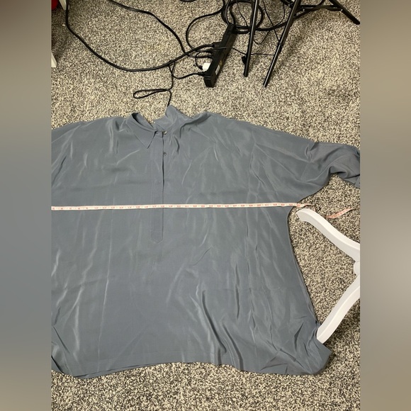 Lovely 100% SILK Eileen Fisher Gray Oversize Dolman Tunic Blouse Asymmetric XL - Picture 8 of 9